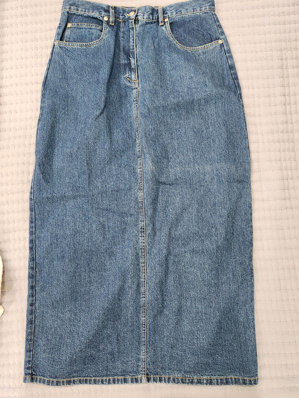 L.A. Blues Light Blue Denim Midi Skirt Vintage